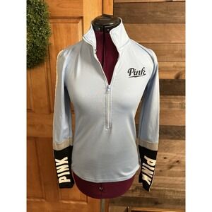Pink Victoria Secret Ultimate Athletic Jacket Blue 3/4  Zip Xsmall Womens
